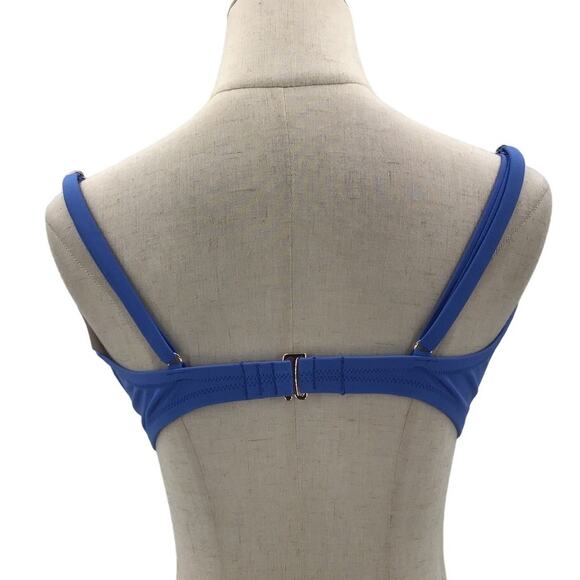 SHADE & SHORE XL 16-18 Blue Twist-Front Keyhole Strappy Swim Bikini Top NWT b144 - Picture 2 of 9